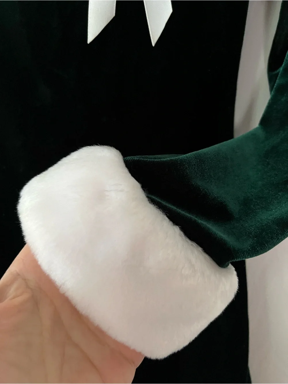 iZ Byer California Girls Sz8 Green Velvet Holiday Dress, White Faux Fur Trim